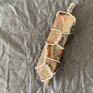 🎀 3 for $45 Imperial Jasper Wire Wrapped Pendant